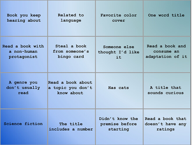2025 book bingo